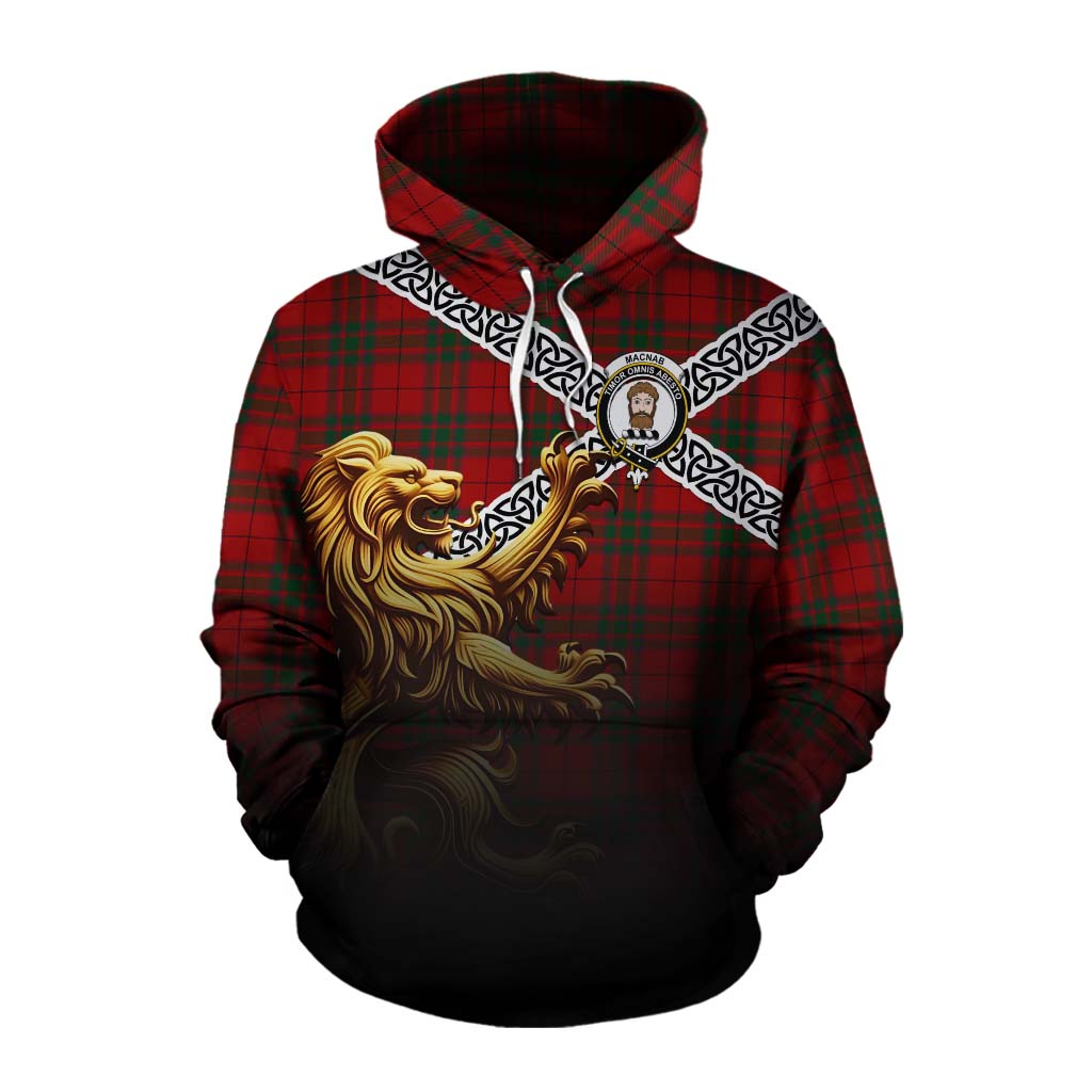 MacNab (McNab) Crest Tartan Cotton Hoodie with Golden Lion Emblem Celtic Style Pullover Hoodie XS - Tartan Vibes Clothing