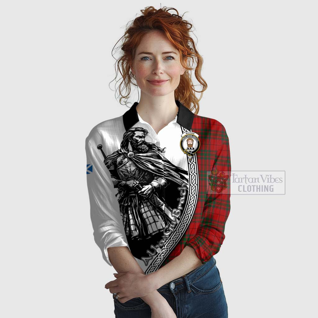 Tartan Vibes Clothing MacNab (McNab) Tartan Clan Crest Women's Casual Shirt with Highlander Warrior Celtic Style