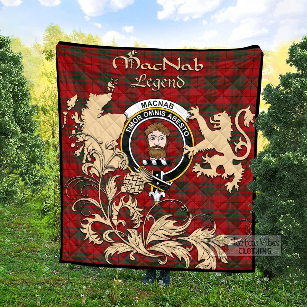 Tartan Vibes Clothing MacNab (McNab) Tartan Quilt with Family Crest and Scottish Symbol Style