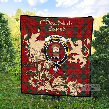 MacNab (McNab) Tartan Quilt with Family Crest and Scottish Symbol Style