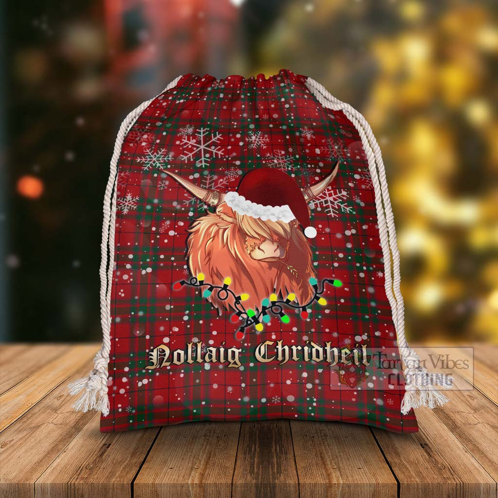 Tartan Vibes Clothing MacNab (McNab) Tartan Christmas Santa's Bag with Highland Cow