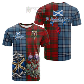 MacNab (McNab) Tartan Cotton T-shirt Happy St. Andrew's Day Half Tartan Style