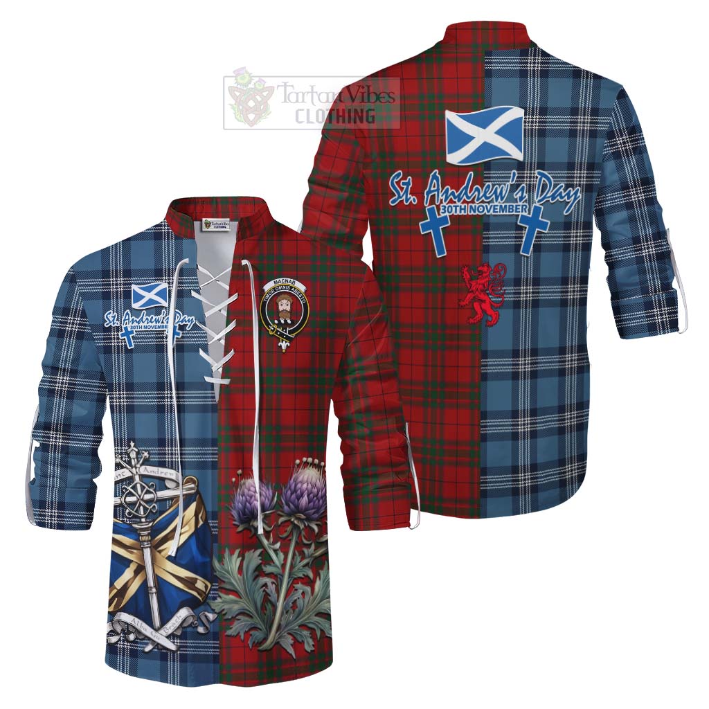 Tartan Vibes Clothing MacNab (McNab) Tartan Ghillie Kilt Shirt Happy St. Andrew's Day Half Tartan Style