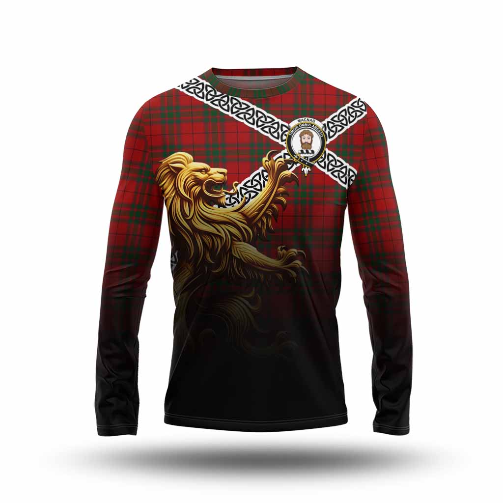MacNab (McNab) Crest Tartan Long Sleeve T-Shirt with Golden Lion Emblem Celtic Style Unisex - Tartan Vibes Clothing