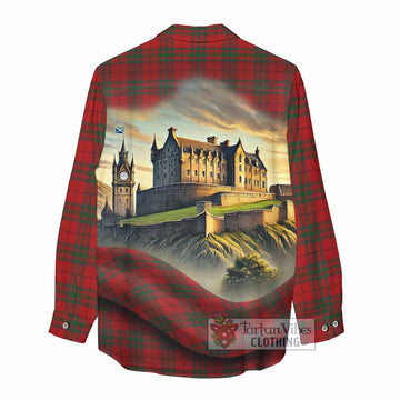MacNab (McNab) Tartan Family Crest Women's Casual Shirt with Scottish Ancient Castle Style - Tartan Vibes Clothing