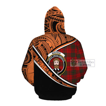 MacNab (McNab) Crest Tartan Cotton Hoodie with Polynesian Vibes Style - Orange Version