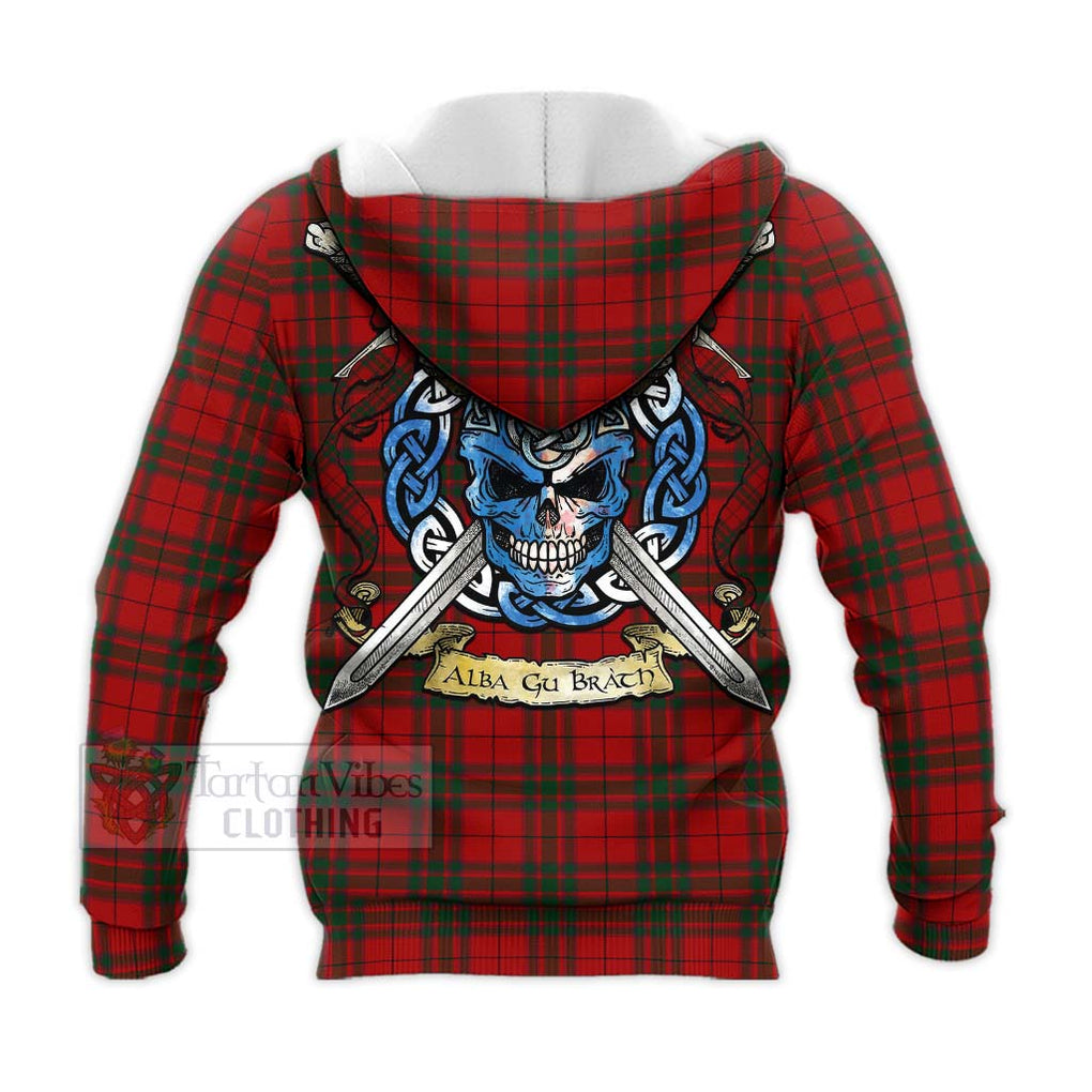 Tartan Vibes Clothing MacNab (McNab) Tartan Knitted Hoodie with Family Crest Celtic Skull Style