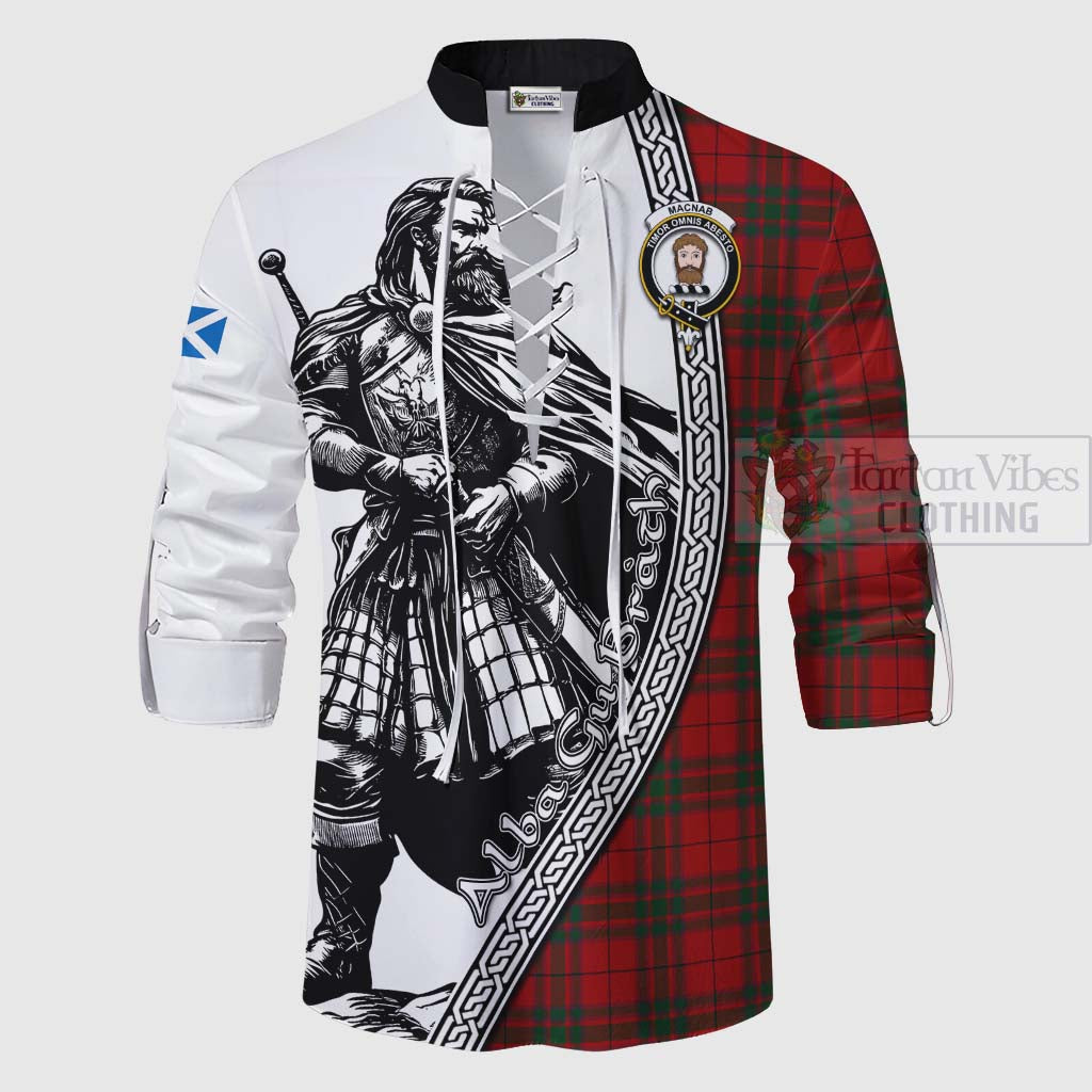 Tartan Vibes Clothing MacNab (McNab) Tartan Clan Crest Ghillie Kilt Shirt with Highlander Warrior Celtic Style