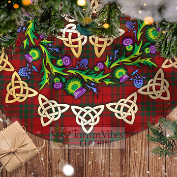 MacNab (McNab) Tartan Christmas Tree Skirt with Thistle Celtic Knot Style