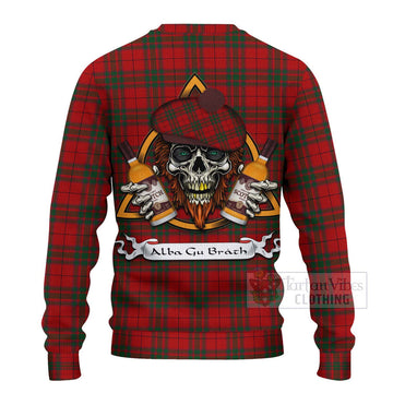 MacNab (McNab) Tartan Ugly Sweater with Family Crest and Bearded Skull Holding Bottles of Whiskey