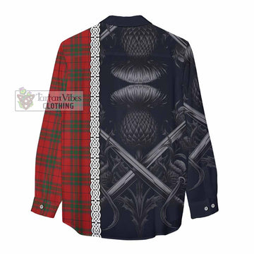 MacNab (McNab) Tartan Women's Casual Shirt with Family Crest Cross Sword Thistle Celtic Vibes