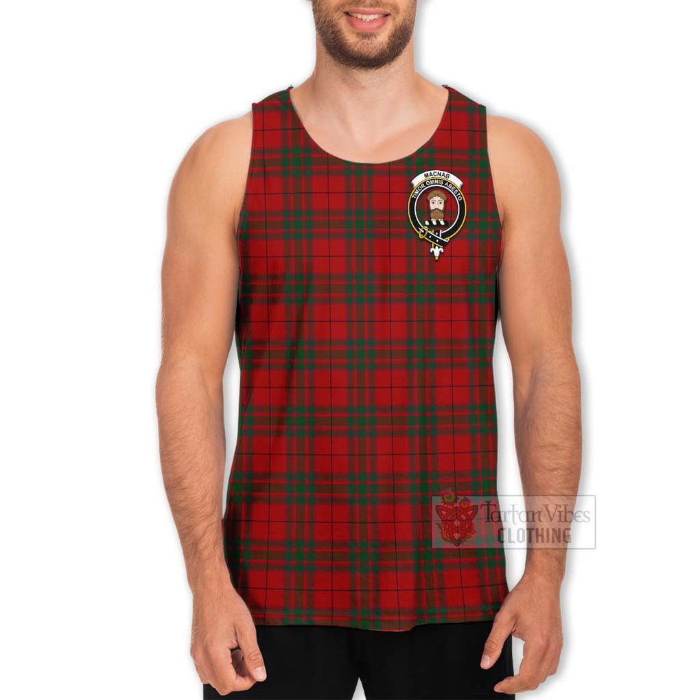 Tartan Vibes Clothing MacNab (McNab) Tartan Men's Tank Top with Family Crest and Bearded Skull Holding Bottles of Whiskey