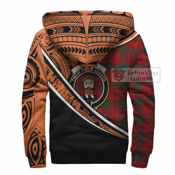 MacNab (McNab) Crest Tartan Sherpa Hoodie with Polynesian Vibes Style - Orange Version