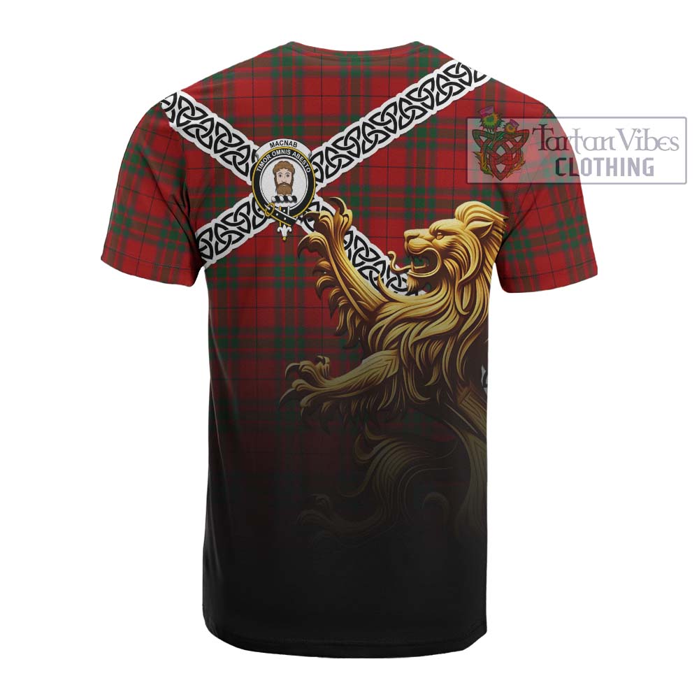 MacNab (McNab) Crest Tartan Cotton T-shirt with Golden Lion Emblem Celtic Style - Tartan Vibes Clothing