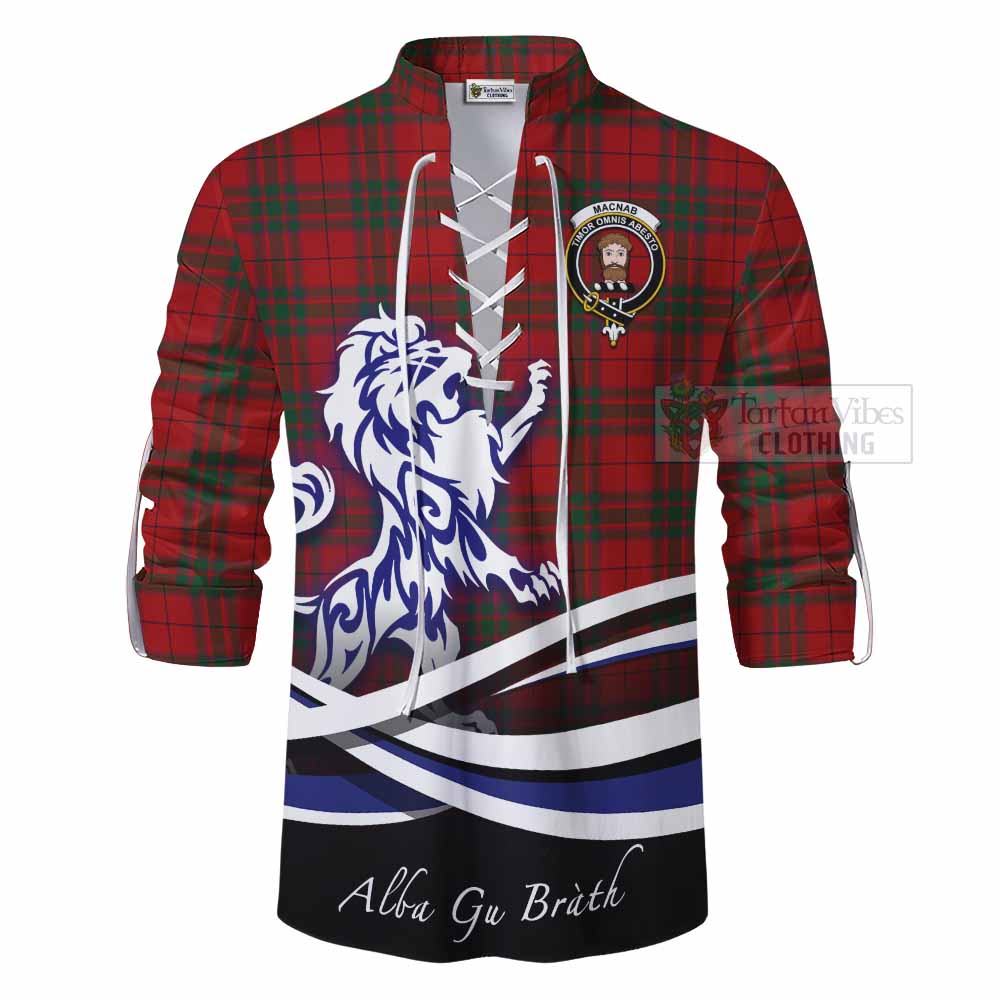 Tartan Vibes Clothing MacNab (McNab) Tartan Ghillie Kilt Shirt with Alba Gu Brath Regal Lion Emblem