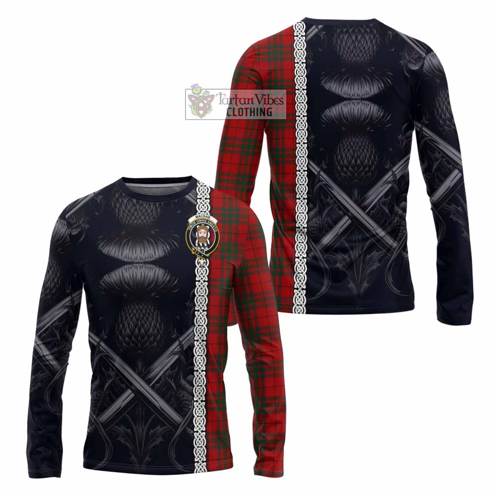 Tartan Vibes Clothing MacNab (McNab) Tartan Long Sleeve T-Shirt with Family Crest Cross Sword Thistle Celtic Vibes