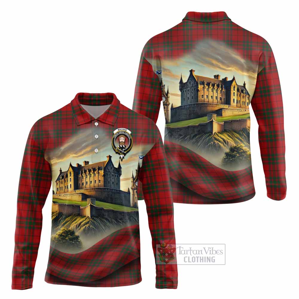 MacNab (McNab) Tartan Family Crest Long Sleeve Polo Shirt with Scottish Ancient Castle Style - Tartan Vibes Clothing