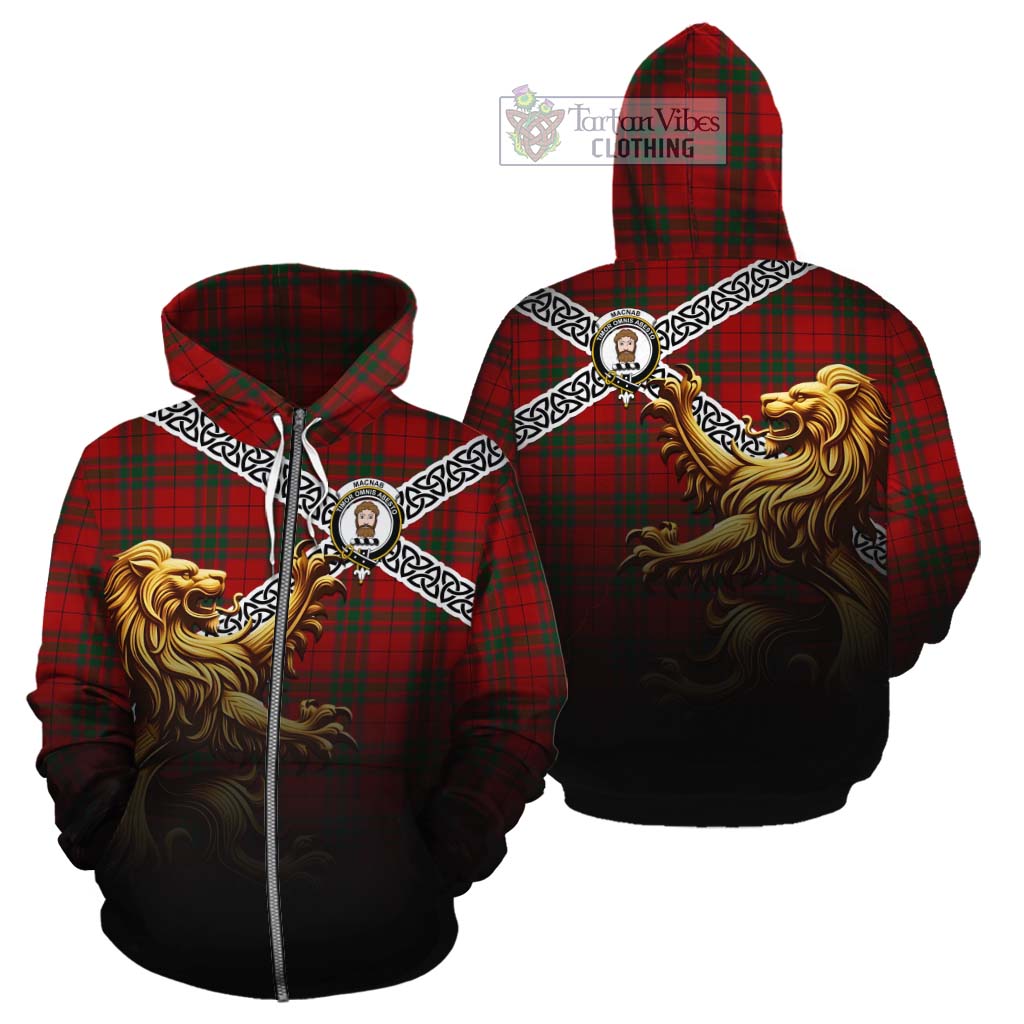 MacNab (McNab) Crest Tartan Cotton Hoodie with Golden Lion Emblem Celtic Style Zip Hoodie - Tartan Vibes Clothing