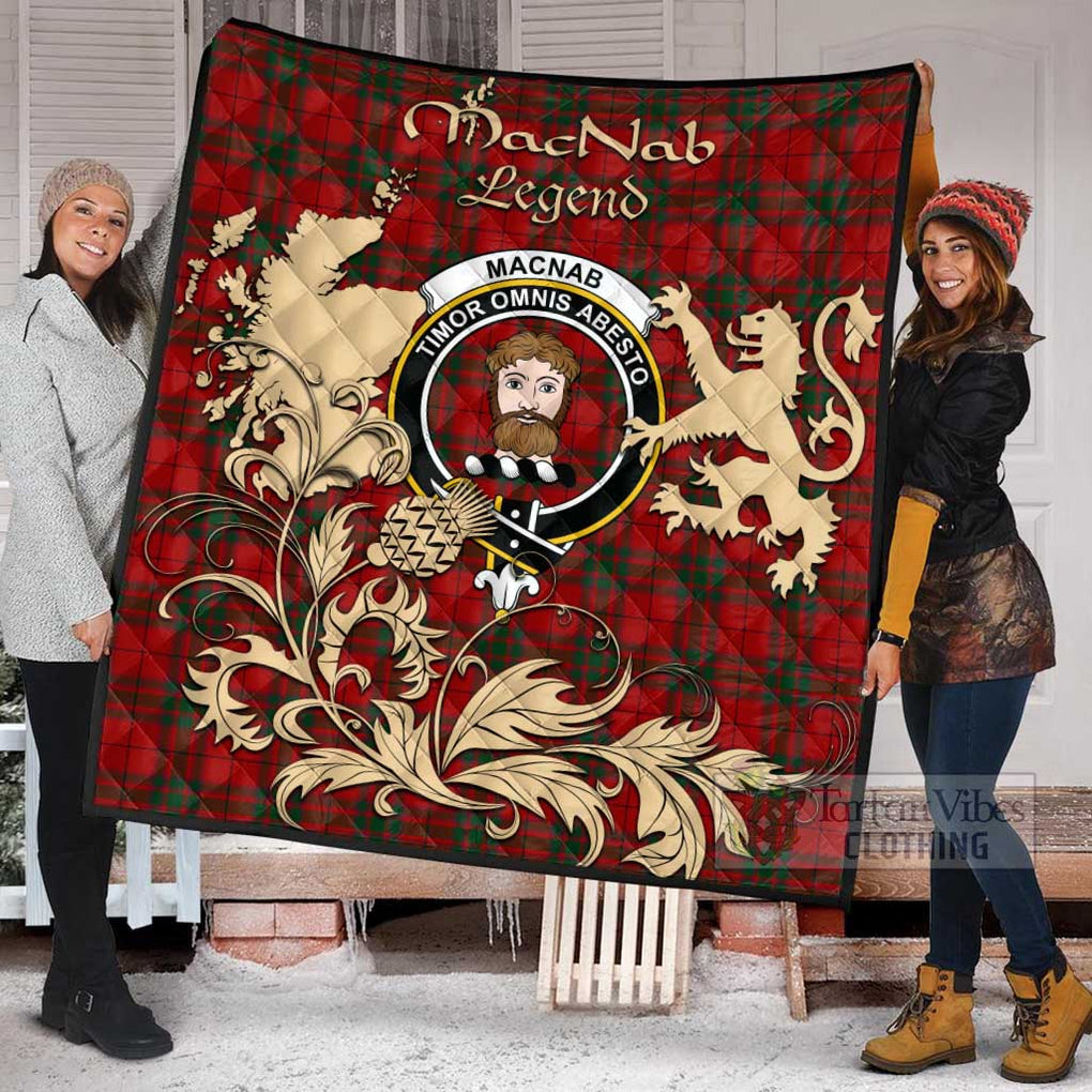 Tartan Vibes Clothing MacNab (McNab) Tartan Quilt with Family Crest and Scottish Symbol Style