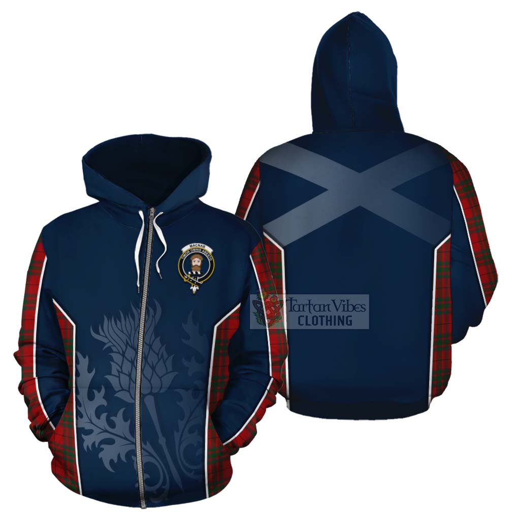 Tartan Vibes Clothing MacNab (McNab) Tartan Cotton Hoodie with Family Crest and Scottish Thistle Vibes Sport Style