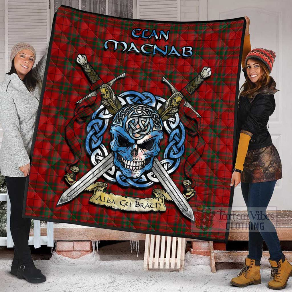 Tartan Vibes Clothing MacNab (McNab) Tartan Quilt with Celtic Skull Alba Gu Brath Style