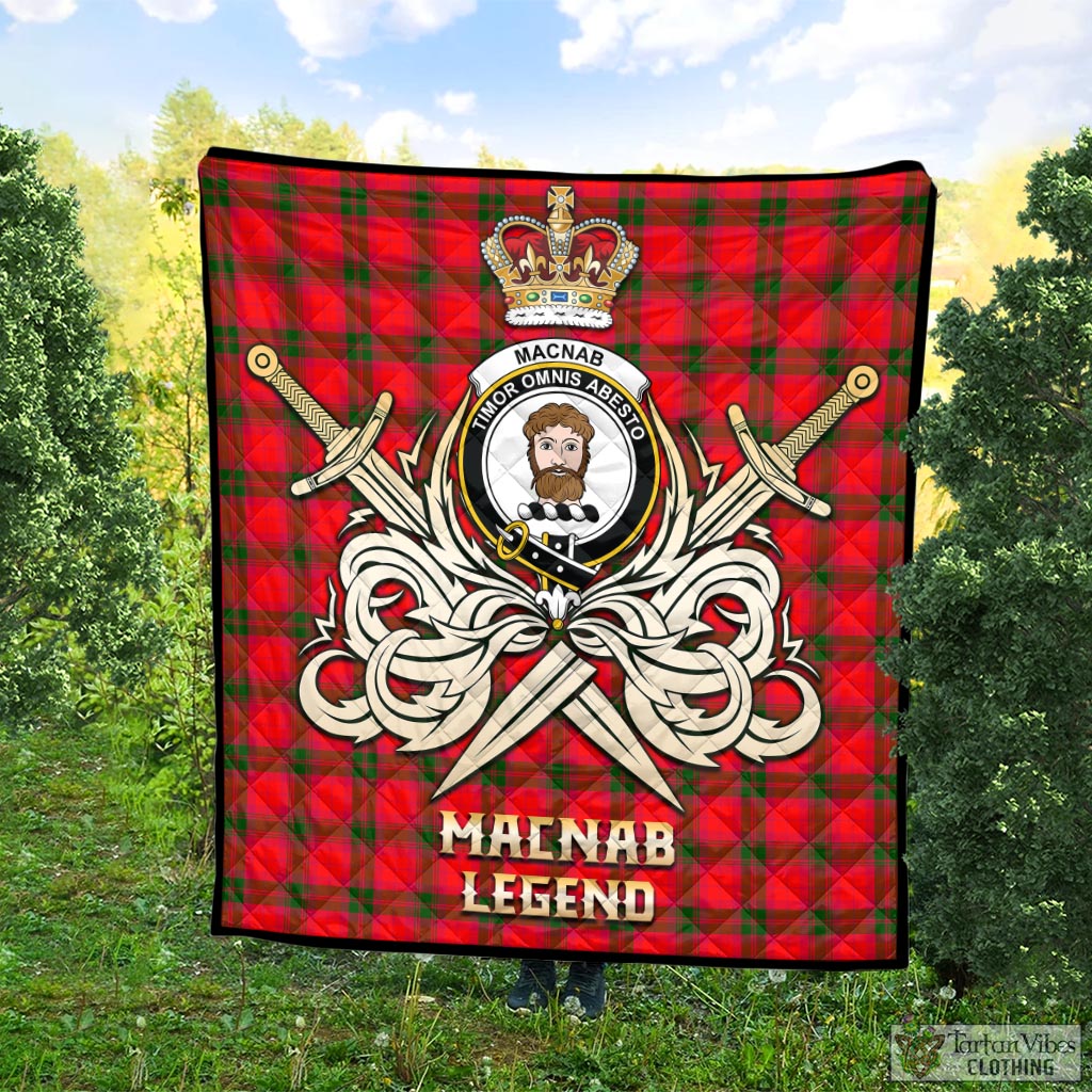 Tartan Vibes Clothing MacNab Modern Tartan Quilt with Clan Crest and the Golden Sword of Courageous Legacy