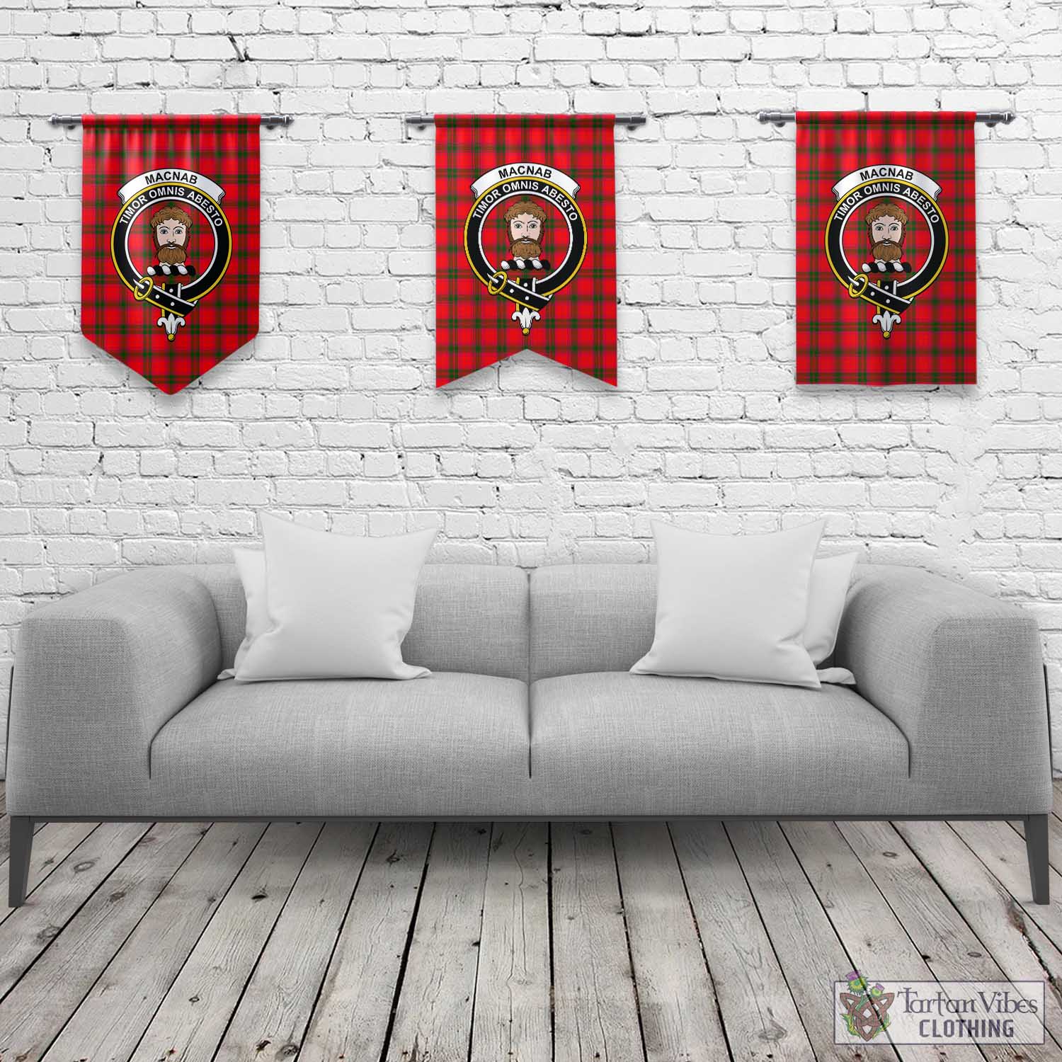 Tartan Vibes Clothing MacNab Modern Tartan Gonfalon, Tartan Banner with Family Crest