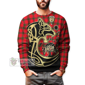 MacNab Modern Tartan Sweatshirt with Family Crest Celtic Wolf Style