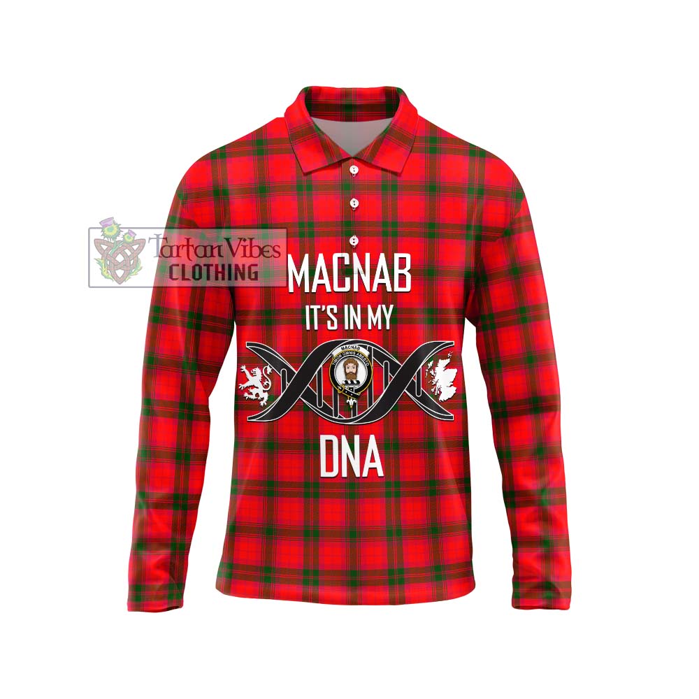 MacNab Modern Tartan Long Sleeve Polo Shirt with Family Crest DNA In Me Style Unisex - Tartanvibesclothing Shop