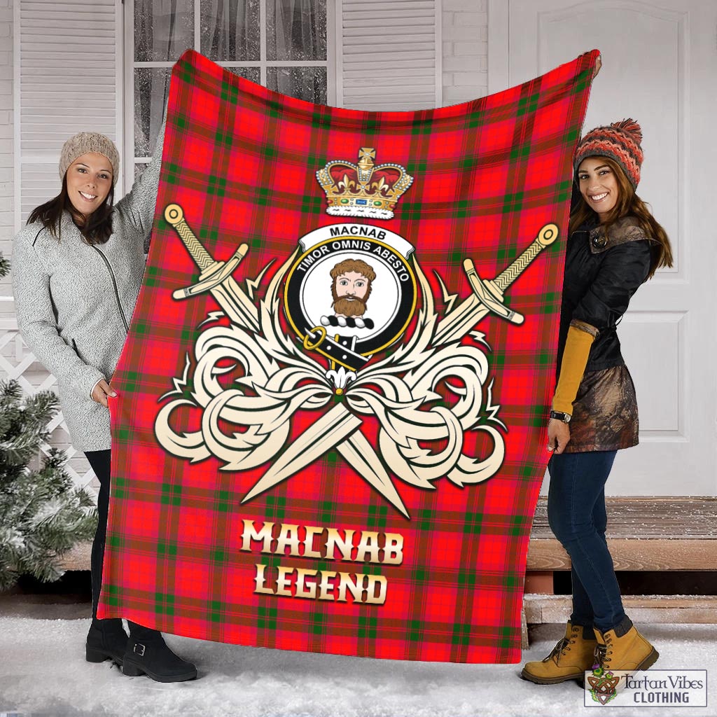 Tartan Vibes Clothing MacNab Modern Tartan Blanket with Clan Crest and the Golden Sword of Courageous Legacy