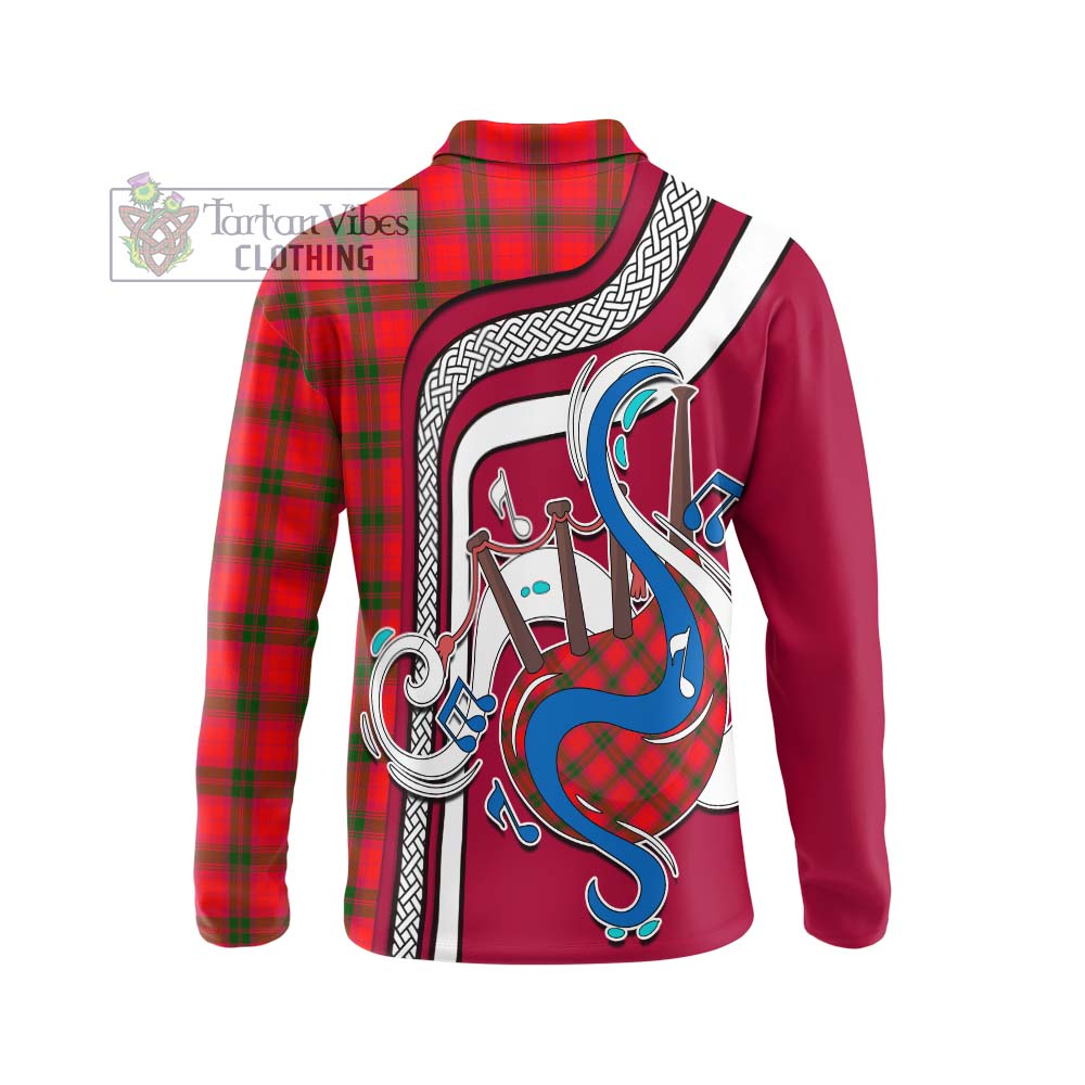 Tartan Vibes Clothing MacNab Modern Tartan Long Sleeve Polo Shirt with Epic Bagpipe Style