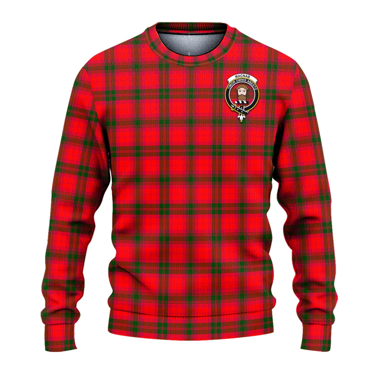 MacNab Modern Tartan Knitted Sweater with Family Crest - Tartanvibesclothing