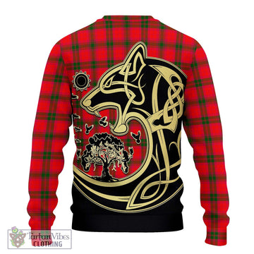 MacNab Modern Tartan Ugly Sweater with Family Crest Celtic Wolf Style