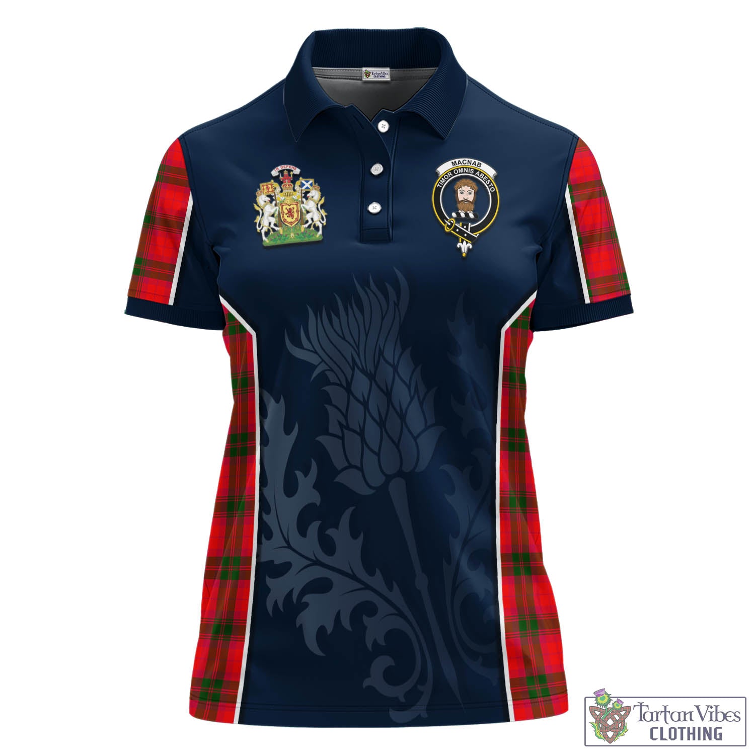 Tartan Vibes Clothing MacNab Modern Tartan Women's Polo Shirt with Family Crest and Scottish Thistle Vibes Sport Style