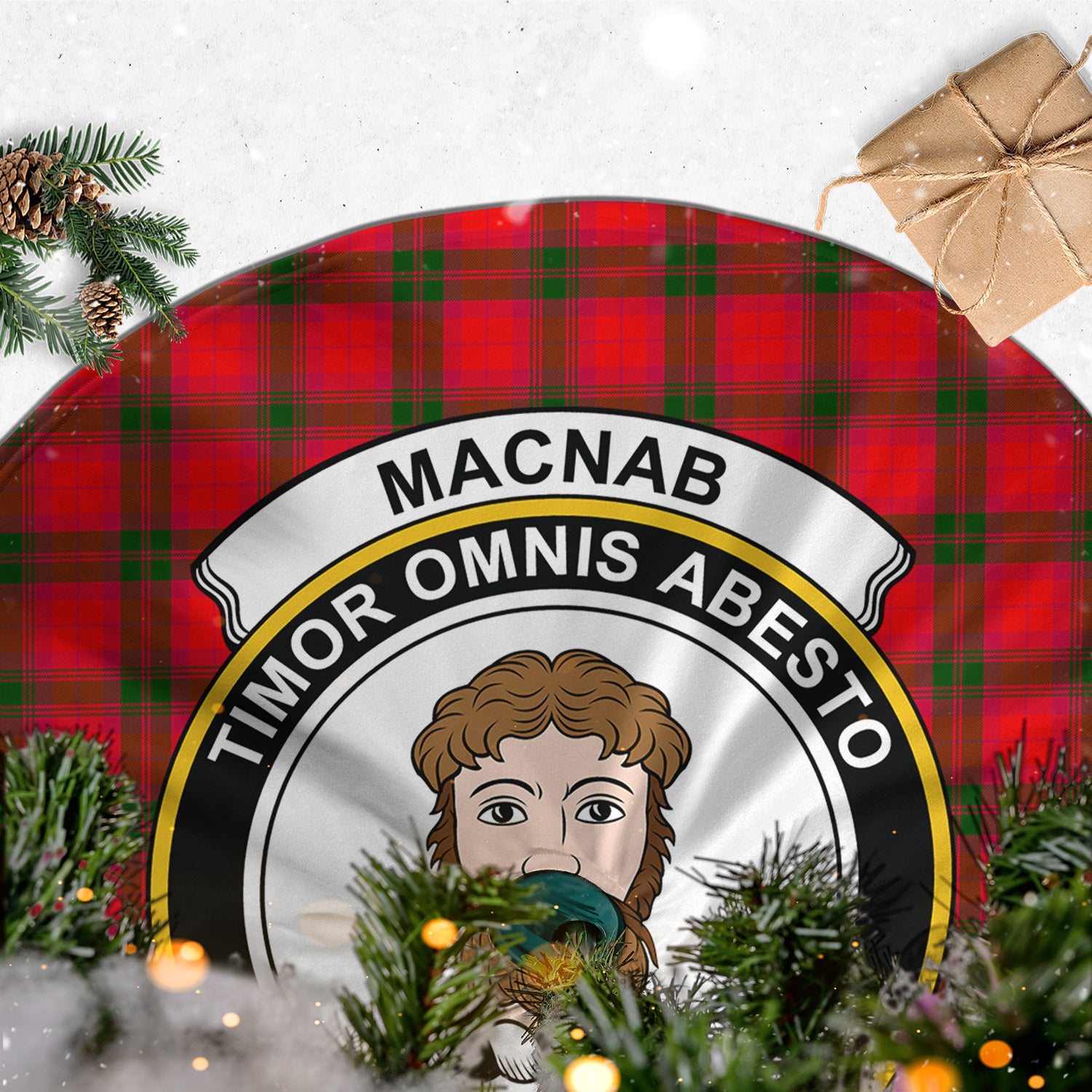 MacNab Modern Tartan Christmas Tree Skirt with Family Crest - Tartanvibesclothing