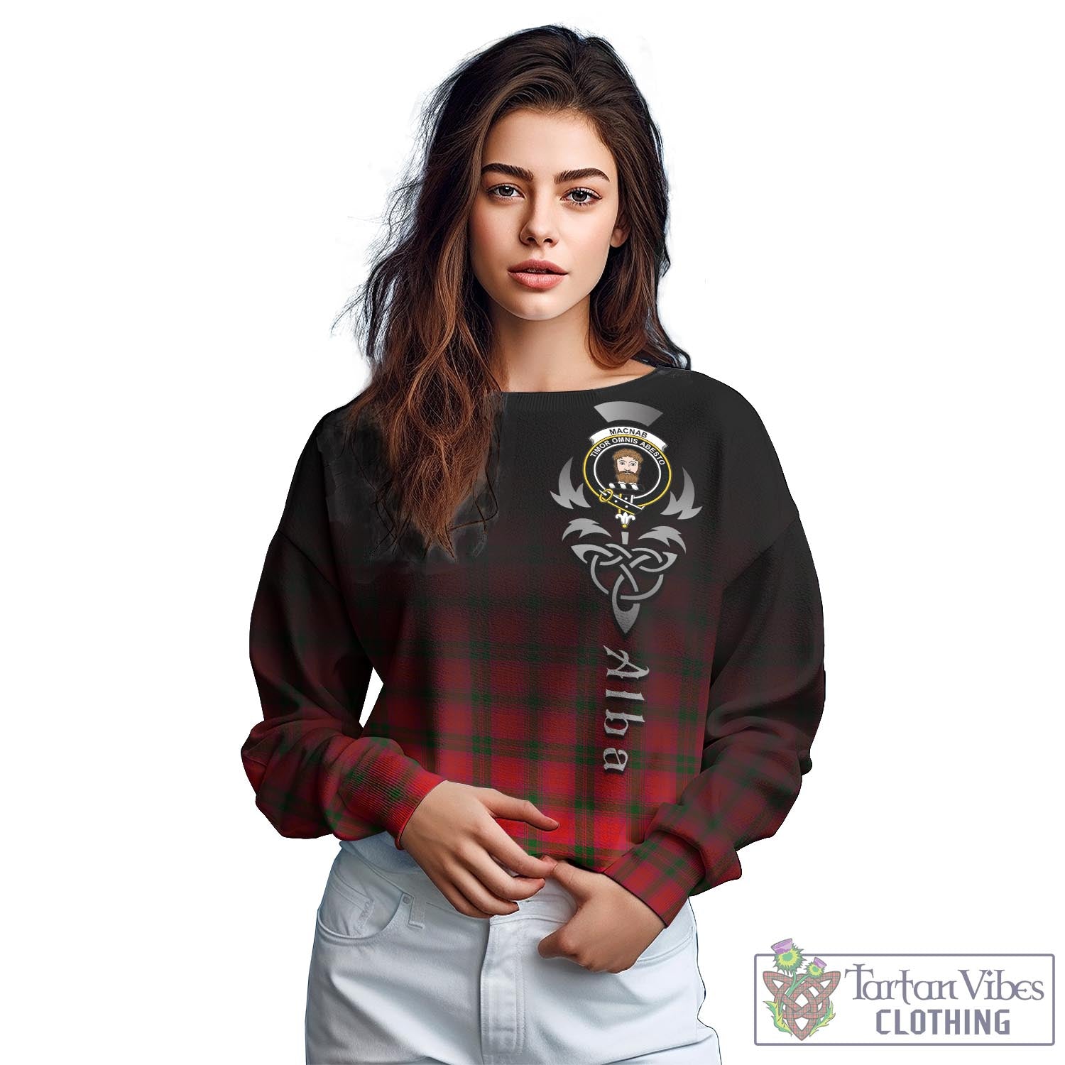 Tartan Vibes Clothing MacNab Modern Tartan Sweatshirt Featuring Alba Gu Brath Family Crest Celtic Inspired