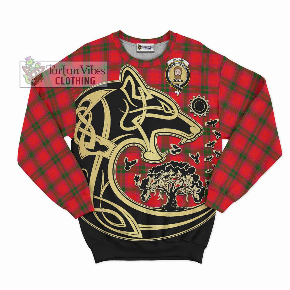 MacNab Modern Tartan Sweatshirt with Family Crest Celtic Wolf Style - Tartan Vibes Clothing