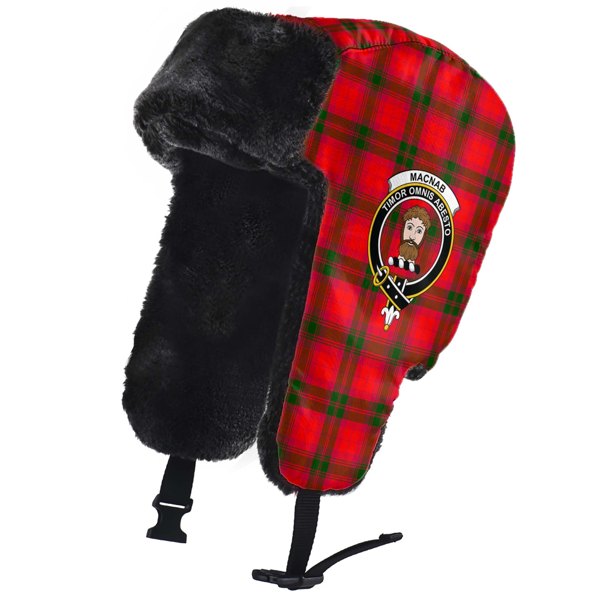 MacNab Modern Tartan Winter Trapper Hat with Family Crest - Tartanvibesclothing