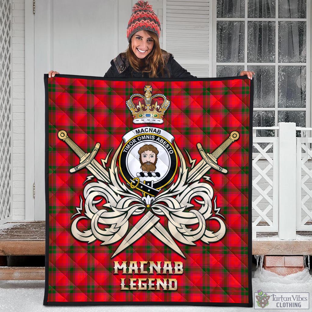 Tartan Vibes Clothing MacNab Modern Tartan Quilt with Clan Crest and the Golden Sword of Courageous Legacy