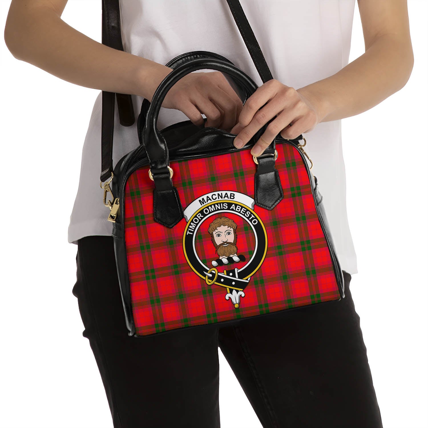 MacNab Modern Tartan Shoulder Handbags with Family Crest - Tartanvibesclothing