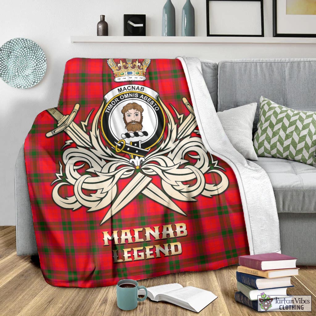 Tartan Vibes Clothing MacNab Modern Tartan Blanket with Clan Crest and the Golden Sword of Courageous Legacy