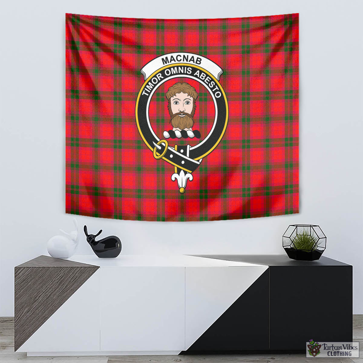 Tartan Vibes Clothing MacNab Modern Tartan Tapestry Wall Hanging and Home Decor for Room with Family Crest