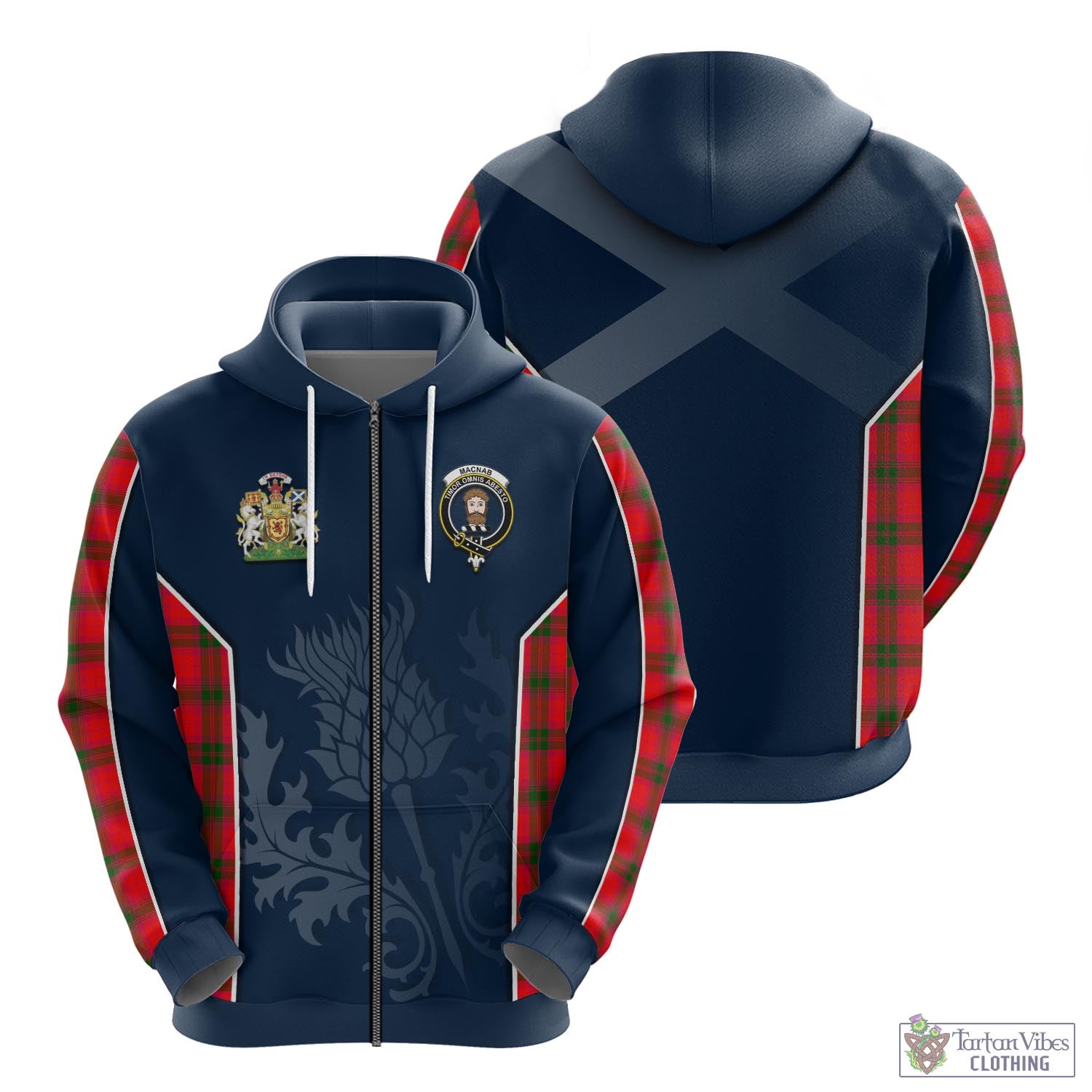 Tartan Vibes Clothing MacNab Modern Tartan Hoodie with Family Crest and Scottish Thistle Vibes Sport Style