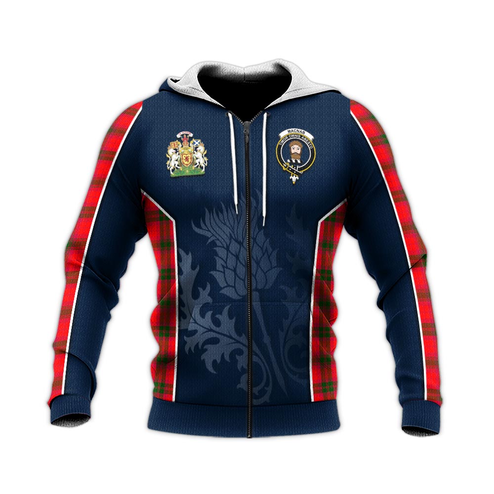 Tartan Vibes Clothing MacNab Modern Tartan Knitted Hoodie with Family Crest and Scottish Thistle Vibes Sport Style