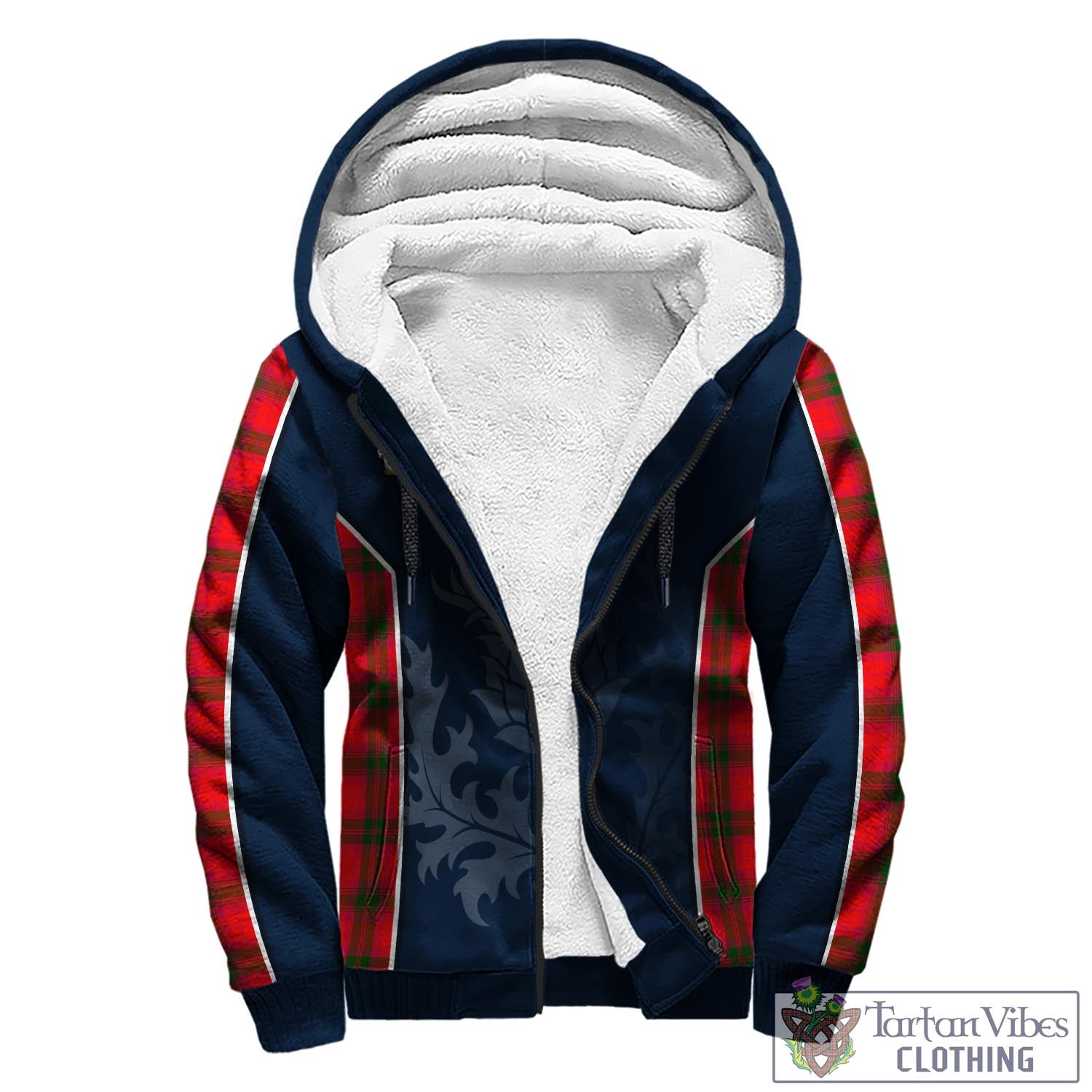 Tartan Vibes Clothing MacNab Modern Tartan Sherpa Hoodie with Family Crest and Scottish Thistle Vibes Sport Style