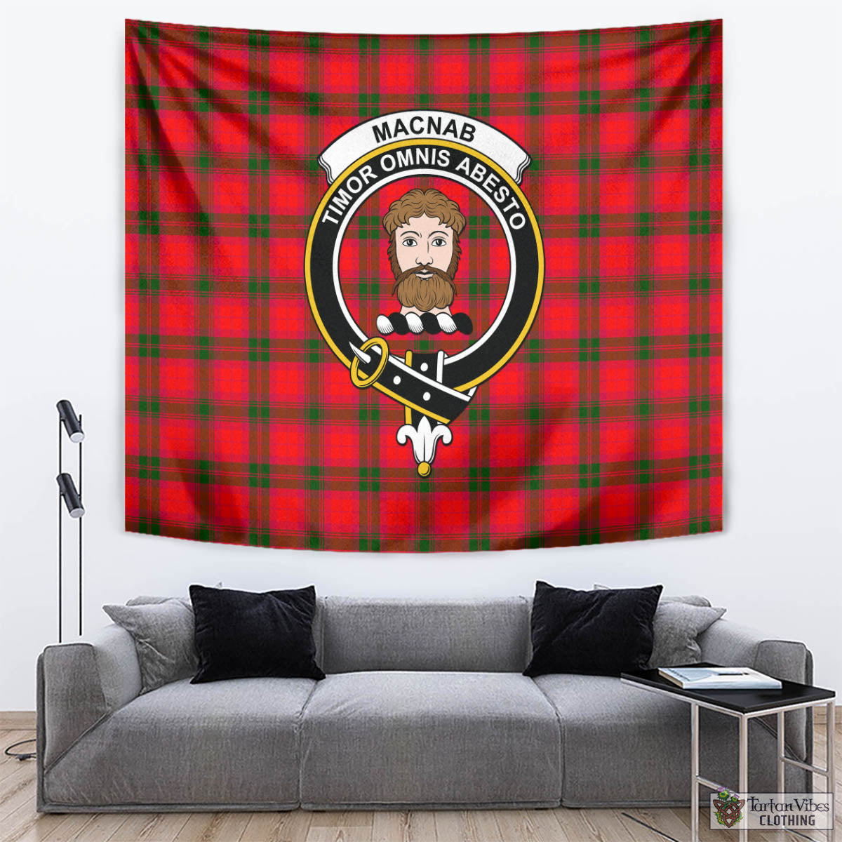 Tartan Vibes Clothing MacNab Modern Tartan Tapestry Wall Hanging and Home Decor for Room with Family Crest