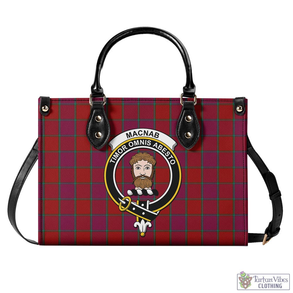 Tartan Vibes Clothing MacNab Old Tartan Luxury Leather Handbags with Family Crest