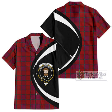 MacNab Old Tartan Short Sleeve Button Up with Family Crest Circle Style