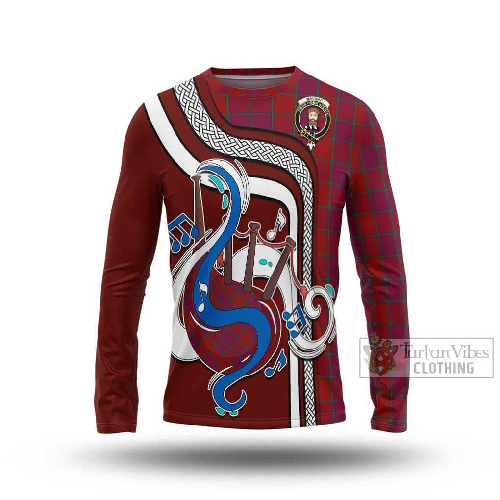 Tartan Vibes Clothing MacNab Old Tartan Long Sleeve T-Shirt with Epic Bagpipe Style