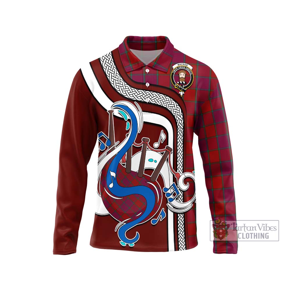 Tartan Vibes Clothing MacNab Old Tartan Long Sleeve Polo Shirt with Epic Bagpipe Style